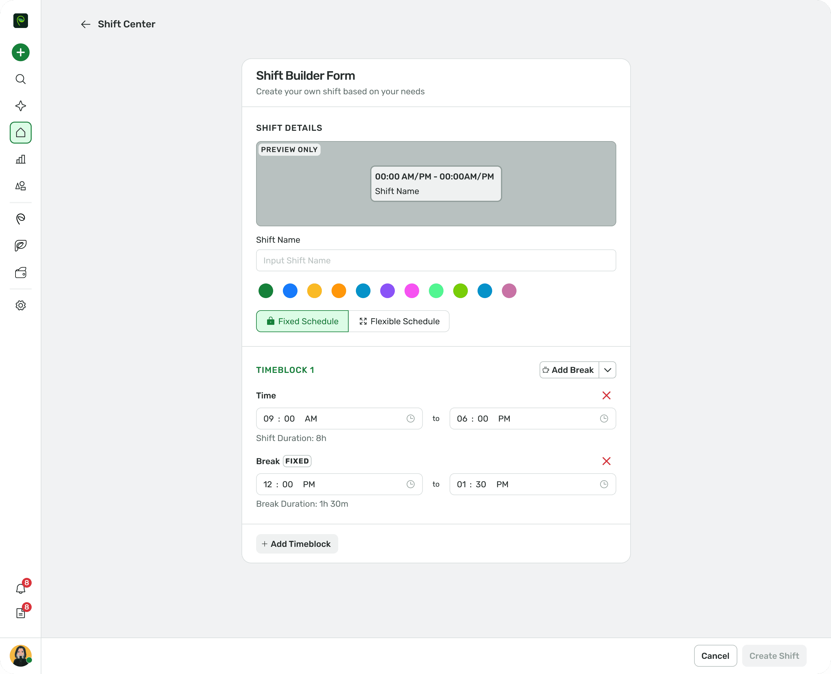Shift Builder Interface Design